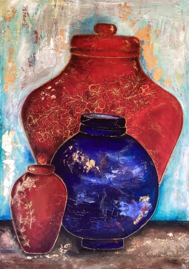 Malerei mit dem Titel "Pots" von Raphaëla Gemini, Original-Kunstwerk, Öl
