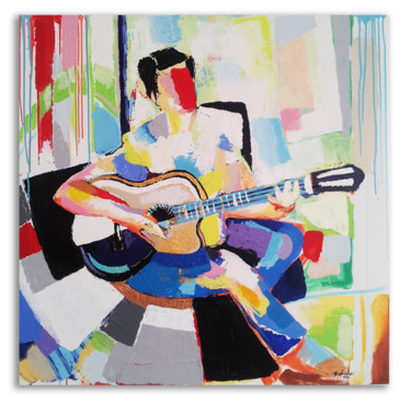 Painting titled "l-homme-a-la-guitar…" by Raphaëlle, Original Artwork