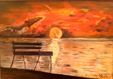 Painting titled "La quietude" by Christel, Original Artwork, Oil