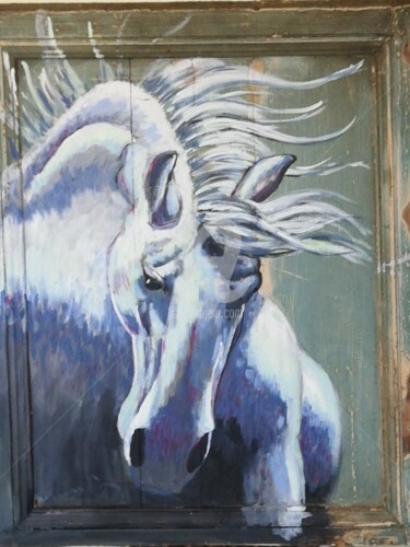 Painting titled "cheval majestueux" by Raphael Richard, Original Artwork, Acrylic