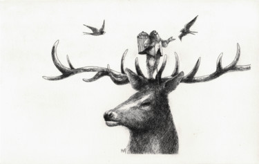 Gravures & estampes intitulée "Oiseleur" par Raphael Del Rosario, Œuvre d'art originale, Eau-forte