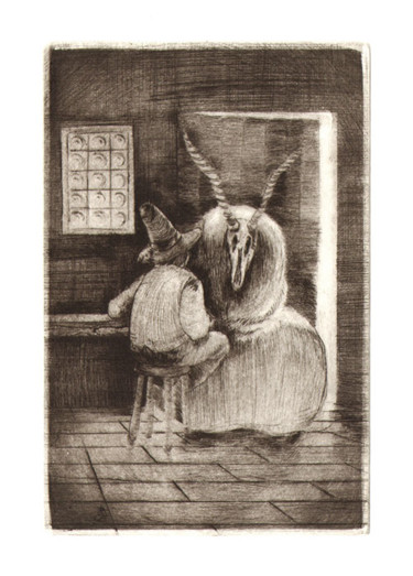 Printmaking titled "Le Visiteur du Soir" by Raphael Del Rosario, Original Artwork, Engraving
