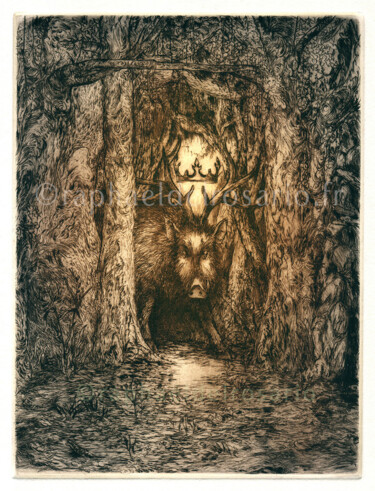 "Le Roi de la Forêt" başlıklı Baskıresim Raphael Del Rosario tarafından, Orijinal sanat, Gravür