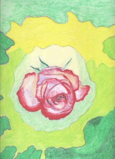 Drawing titled "La rose" by Florence, Original Artwork