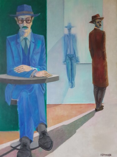 Painting titled "Fernando Pessoa" by Raquel Cravo Branco, Original Artwork, Acrylic