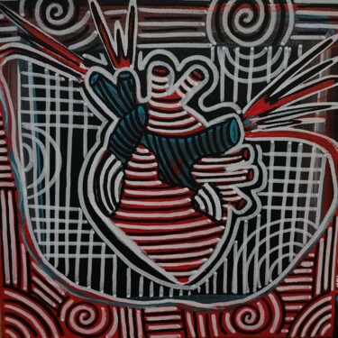 Painting titled "Corazón petando" by Raquel Ruth Martos Martinez, Original Artwork, Acrylic