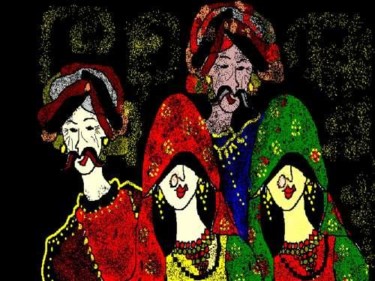Painting titled "Indian Folk" by Rashi Chaturvedi, Original Artwork