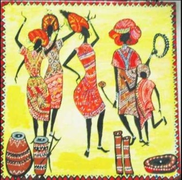 Painting titled "African Dance" by Rashi Chaturvedi, Original Artwork