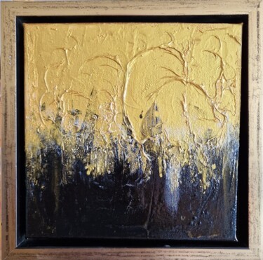 Painting titled "Golden Serie 2" by Rasty Stone, Original Artwork, Acrylic Mounted on Wood Stretcher frame