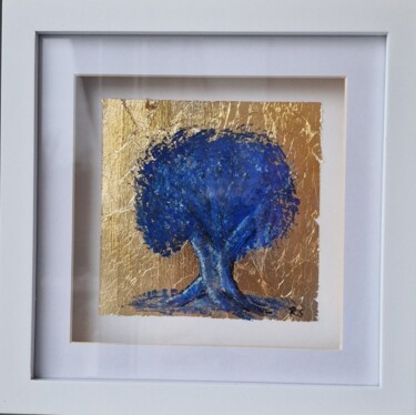 Peinture intitulée "Baum auf Blattgold" par Rasty Stone, Œuvre d'art originale, Acrylique Monté sur Carton