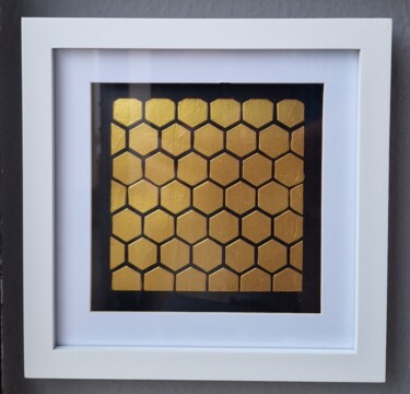Painting titled "MODERN GOLD" by Rasty Stone, Original Artwork, Acrylic Mounted on Cardboard