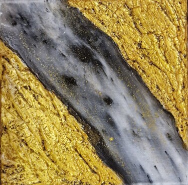제목이 "GOLD RIVER"인 미술작품 Rasty Stone로, 원작, 아크릴 나무 들것 프레임에 장착됨