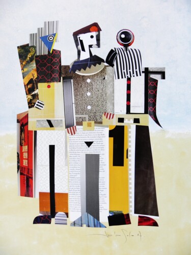 Collages intitulée "" LES BAIGNEURS "" par Raùl Àlvarez Salàs, Œuvre d'art originale, Découpages