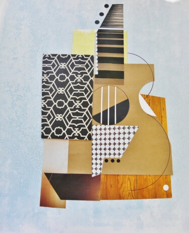 Collages intitulée "" GUITARE "  (nº 1)" par Raùl Àlvarez Salàs, Œuvre d'art originale