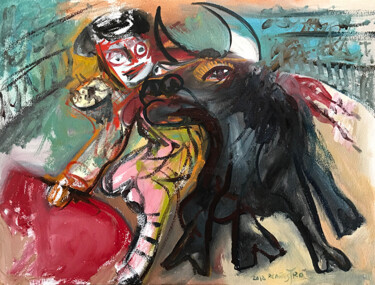 Painting titled "GRAN CORRIDA" by Raul Cañestro Caballero, Original Artwork, Oil