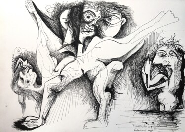 "VARANASI YOGA" başlıklı Tablo Raul Cañestro Caballero tarafından, Orijinal sanat, Mürekkep