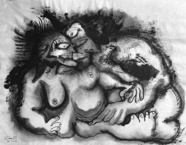 Peinture intitulée "AMANTES" par Raul Cañestro Caballero, Œuvre d'art originale, Encre