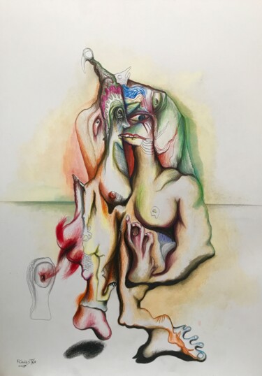 Peinture intitulée "PSICODELIA EN EL AS…" par Raul Cañestro Caballero, Œuvre d'art originale, Encre