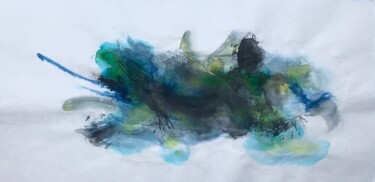 Painting titled "AZULES Y VERDES" by Raul Cañestro Caballero, Original Artwork, Ink