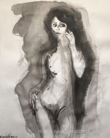 Painting titled "SOMBRAS DEL DESEO" by Raul Cañestro Caballero, Original Artwork, Ink