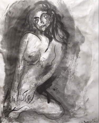 Painting titled "BELLEZA DE UNA MUJER" by Raul Cañestro Caballero, Original Artwork, Ink