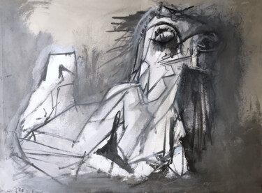 Painting titled "MUJER INVISIBLE" by Raul Cañestro Caballero, Original Artwork, Ink