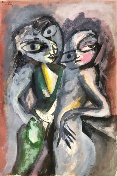 Pintura titulada "Dos amigas" por Raul Cañestro Caballero, Obra de arte original, Tinta