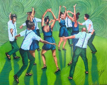 Картина под названием "Dancing in the Fore…" - Raúl Rubio, Подлинное произведение искусства, Масло