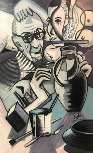 Pintura titulada "Picasso and Jackeli…" por Raúl Rubio, Obra de arte original, Oleo