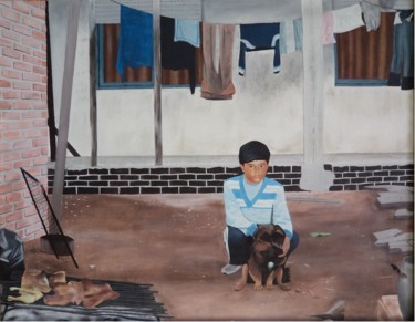 Malerei mit dem Titel "Asado de los Doming…" von Raul Fernando Zambrana, Original-Kunstwerk, Acryl