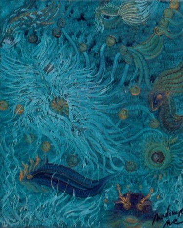 Peinture intitulée "Fougères bleues" par Nadine Ravalard, Œuvre d'art originale
