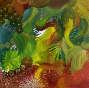 Peinture intitulée "Nature chatoyante" par Nadine Ravalard, Œuvre d'art originale