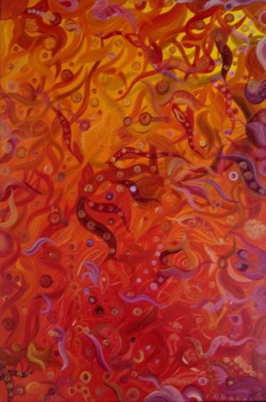 Peinture intitulée "La flamme mystique" par Nadine Ravalard, Œuvre d'art originale