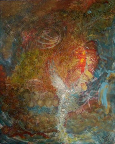 Peinture intitulée "Le sacrement du feu" par Nadine Ravalard, Œuvre d'art originale