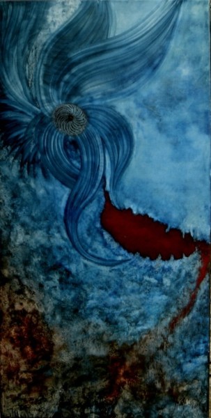 Painting titled "Blessure océanique" by Nadine Ravalard, Original Artwork