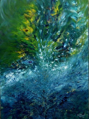 Painting titled "Vague à l'arbre" by Nadine Ravalard, Original Artwork