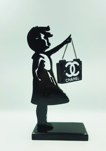 Escultura titulada "BANKSYWOOD sac chan…" por Ravi, Obra de arte original, Madera