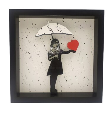 Sculpture titled "FILLE SOUS LA PLUIE" by Ravi, Original Artwork, Wood