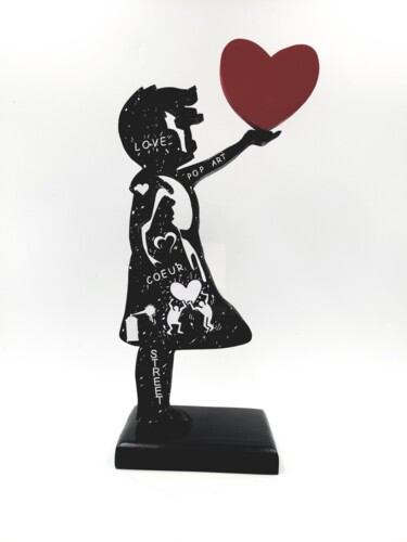 Escultura titulada "BANKSYWOOD HARING S…" por Ravi, Obra de arte original, Madera