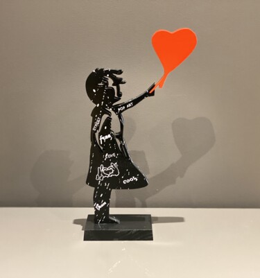 Sculpture intitulée "BANKSYWOOD coeur lo…" par Ravi, Œuvre d'art originale, Acrylique