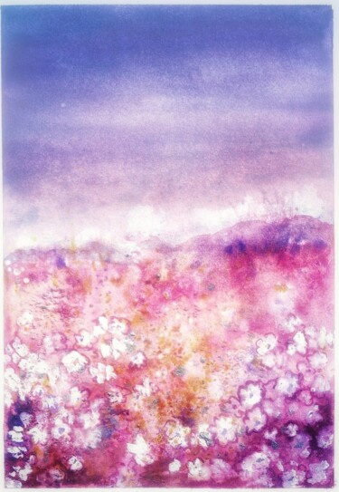 Photography titled "Pink fields" by Ravid Wolff, Original Artwork, Watercolor