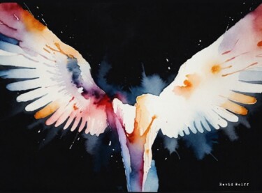 Fotografie mit dem Titel "Watercolor angel" von Ravid Wolff, Original-Kunstwerk, Aquarell