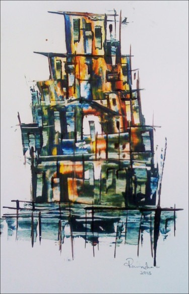 Painting titled "Urban Styling" by Ravindra Khotay, Original Artwork