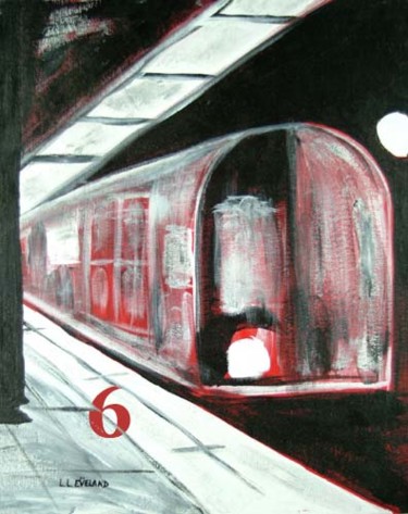 Malerei mit dem Titel "Red Rail NYC" von Outsider Artist, Original-Kunstwerk