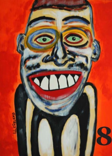 Painting titled "The Mad Man" by Outsider Artist, Original Artwork