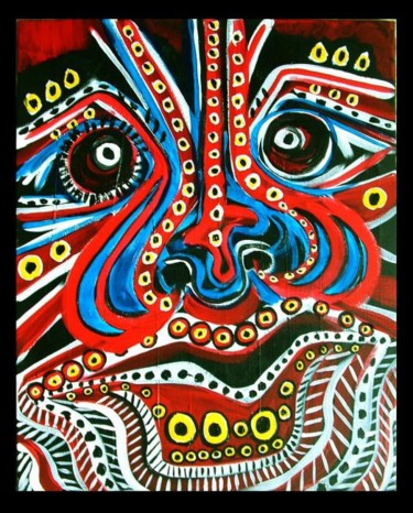Painting titled "The Face" by Outsider Artist, Original Artwork