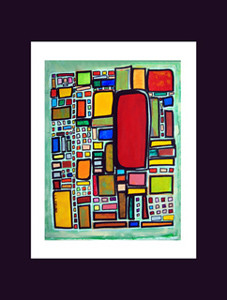 Painting titled "Square" by Outsider Artist, Original Artwork, Oil