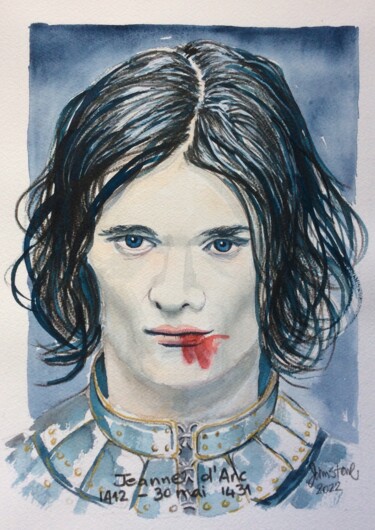 Painting titled "Jeanne d'Arc" by Ray Johnstone, Original Artwork, Watercolor