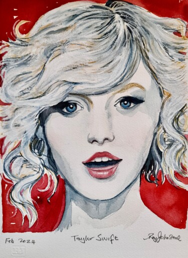 Painting titled "TAYLOR SWIFT" by Ray Johnstone, Original Artwork, Watercolor