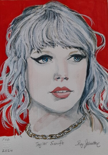 Painting titled "TAYLOR SWIFT (Anoth…" by Ray Johnstone, Original Artwork, Watercolor
